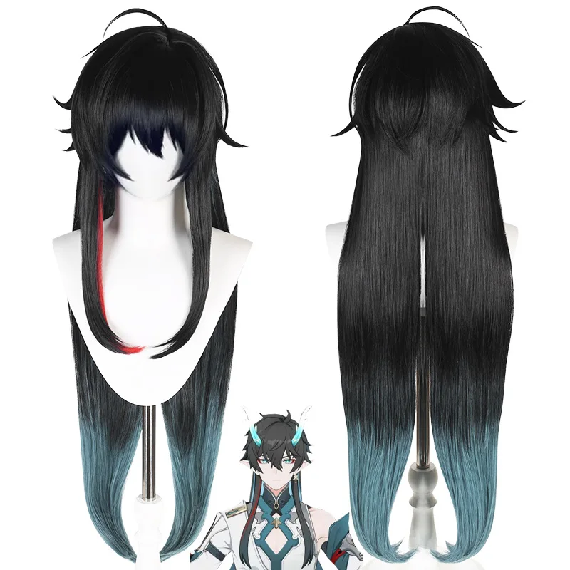 

Парик для косплея для зоряного железа Danheng The Moon-Drinking Lord с реалистичной кожей головы и длинной градиентной прической зеленого дракона.