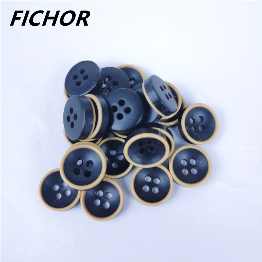 30/50pcs 11mm 4 Holes Brown Circle Black Buttons Handmade Decorative Button for Apparel DIY Sewing Accessories Plastic Buttons