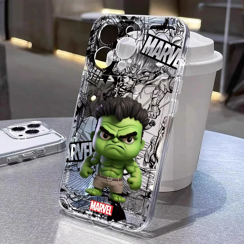 Marvel Avengers Hulk For Realme10 9 C30 53 63 Narzo50 Find X5 Reno12 11 10 8 7 6 Pro Plus Transparent Space Phone Case Funda