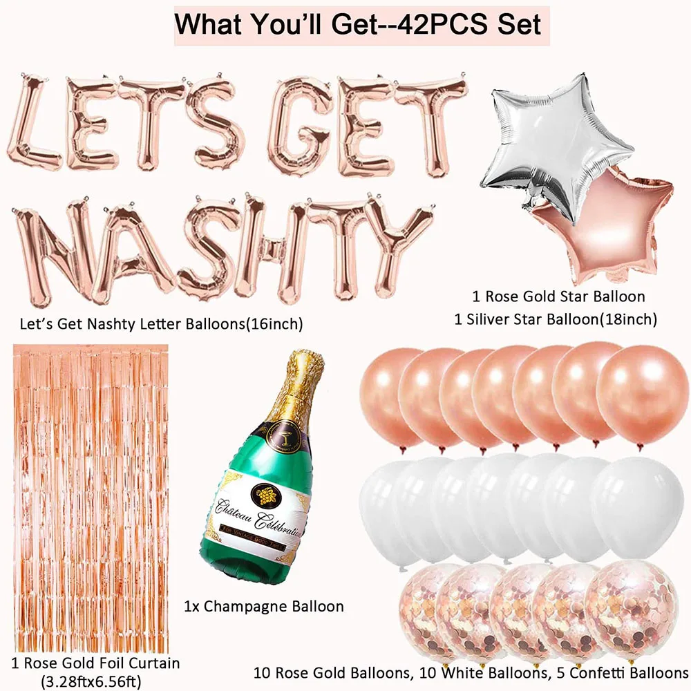 42 Pieces Let's Get Nashty Decorations, Nashville Bachelor Party Decoration, Let's Get Nashty Balloon Banner, Nash Bash Bachelor Party Supplies