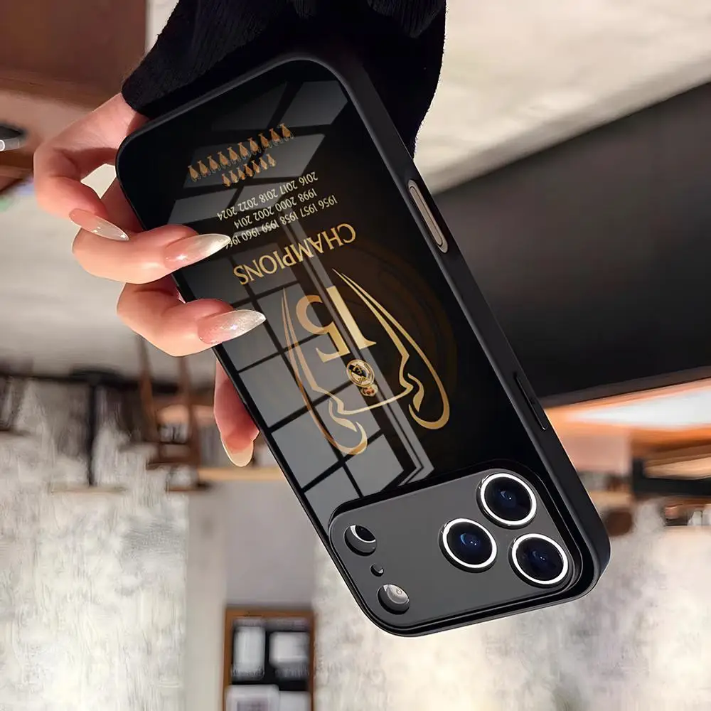 R-Real M-MadridEs-S Handyhülle für 17 Pro Max iPhone 16 Pro 15 12 11 13 Mini X XR XS 14 Plus SE Glasabdeckung