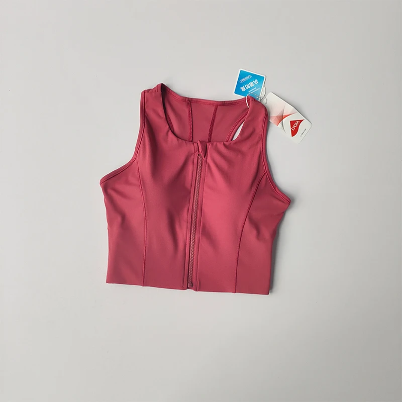 Einteiliger Sport-BH mit Frontreißverschluss, Crop-Top für Damen, stoßfest, schnelltrocknend, hochfeste Weste, Fitness-Yoga-BH – Detail 8