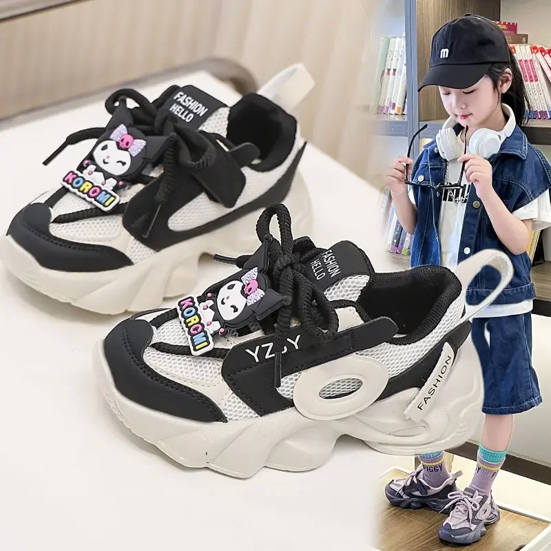 2024 Sanrio Kuromi Children Casual Sports Shoes My Melody Cinnamoroll Princess Sneakers Cartoon Cute Board Shoes Gift for Kids