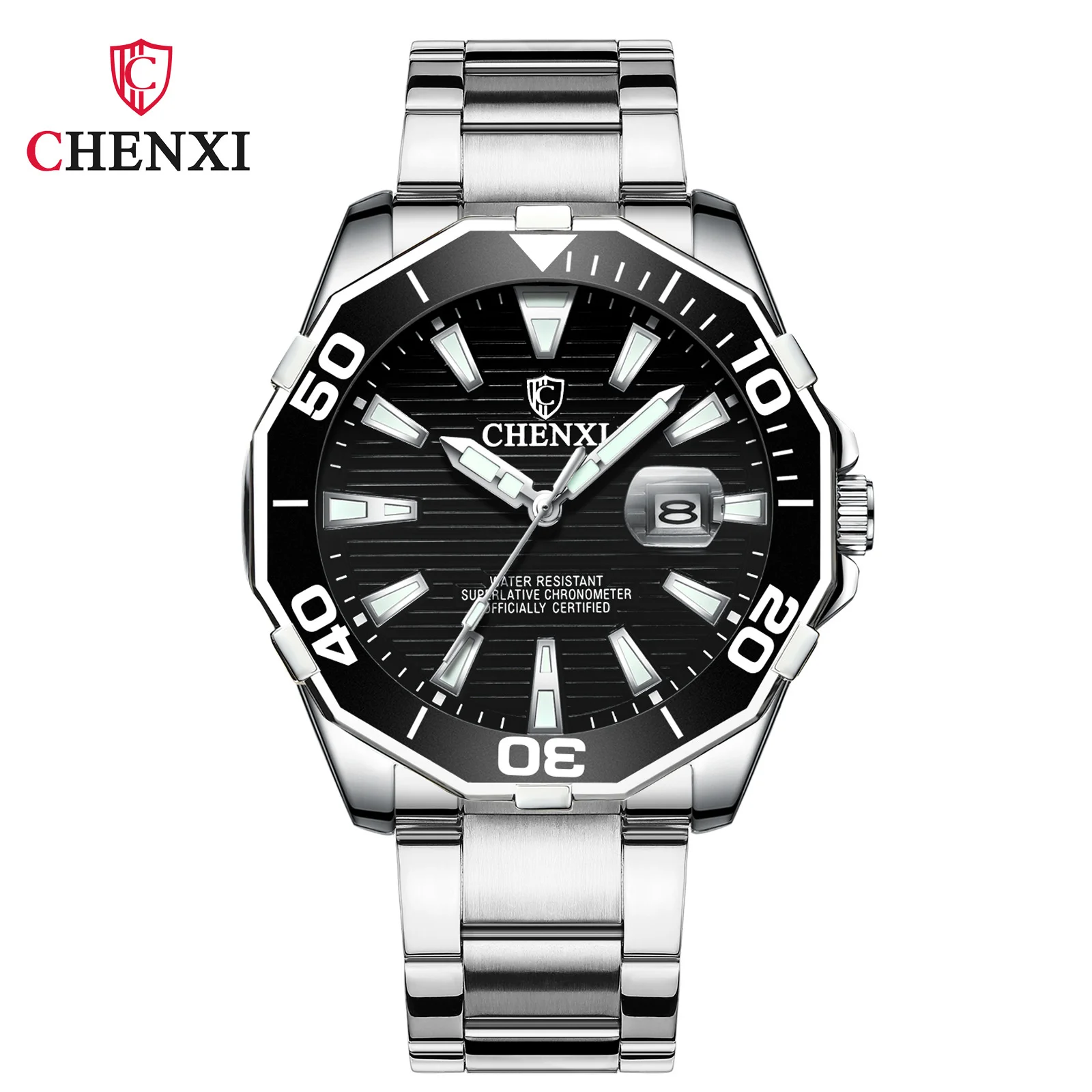 CHENXI 8205 Quartz Watch Men Fashion Creative Watches Trendsetter Waterproof Male Wristwatch Steel Silvery Clock