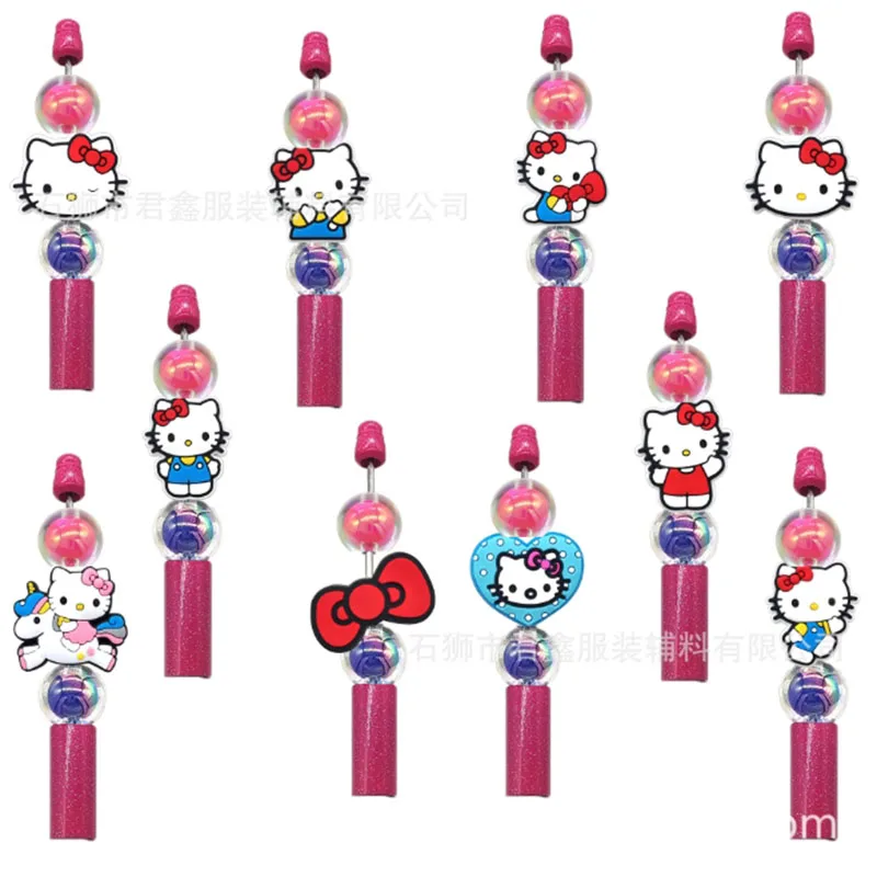 Adorable MINISO Hello Kitty Cat Silicone Beads Bow Tie New Trend Focal Beads DIY Beads Pen Nipple Chain Jewelry Accessories