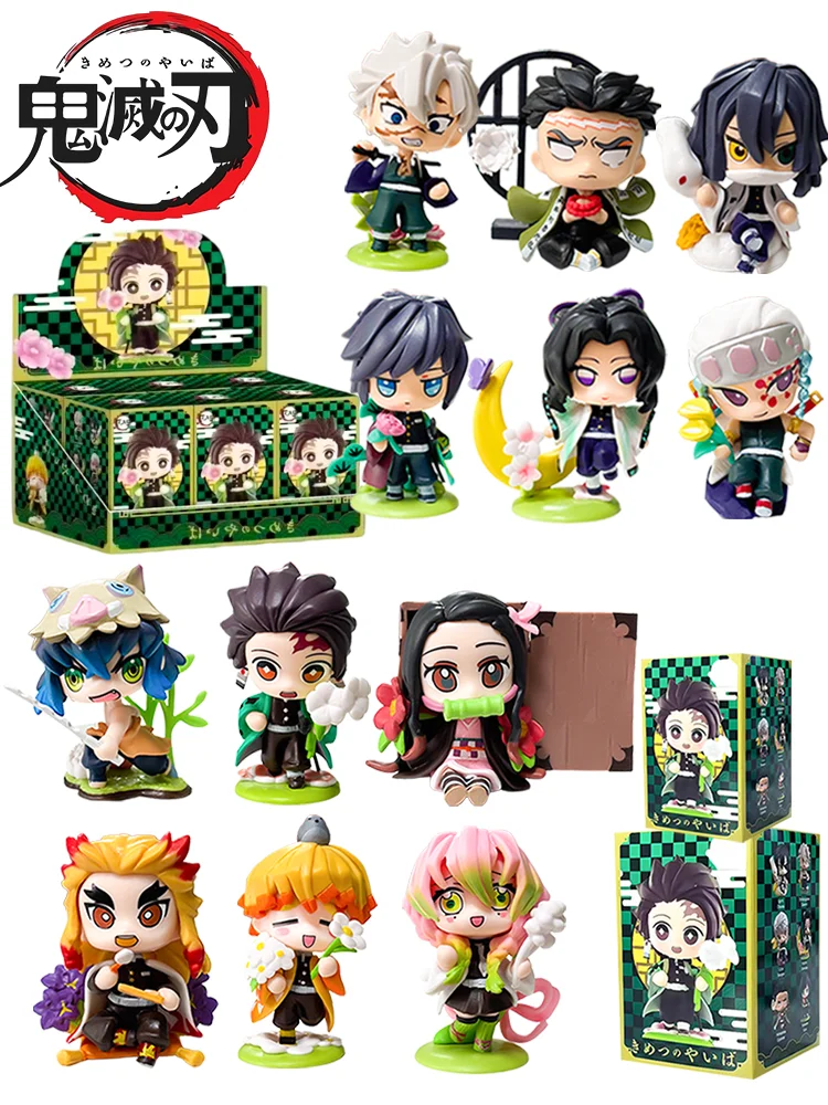 Demon Slayer Tanjiro Kamado Nezuko anime figurka z kreskówki, figurka niespodzianka w pudełku, kreatywna, personalizowana statuetka, model, ozdoba, pudełko prezentowe — zdjęcie 2