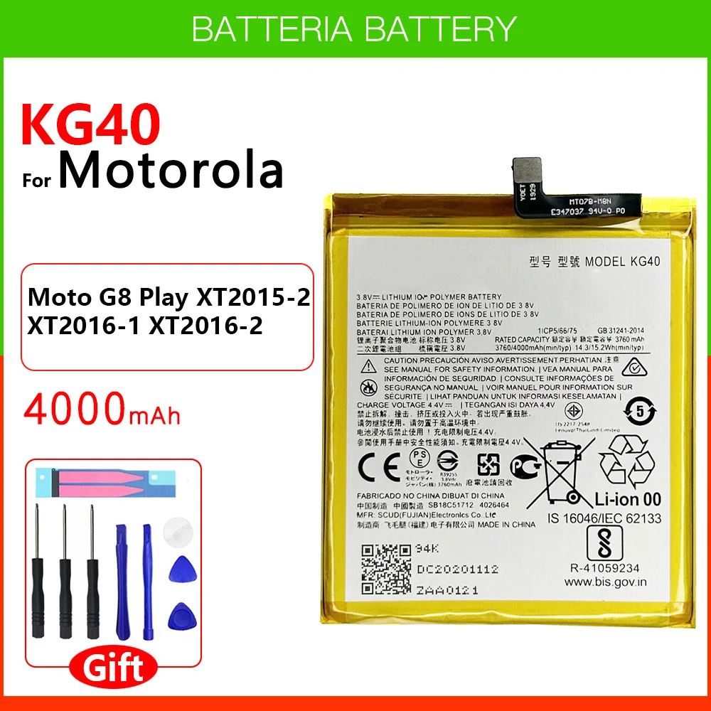 100% Original Genuine KG40 Battery For Moto G8 Play Moto One Macro, One Macro Dual SIM XT2015-2 XT2016-1 XT2016-2 + Tools