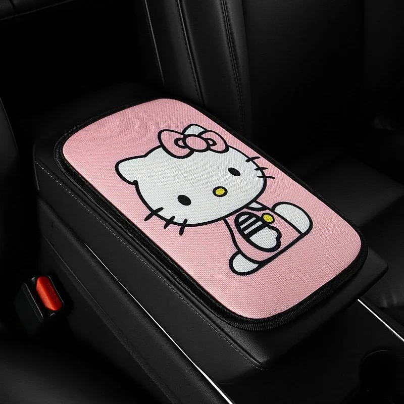 Sanrio Genuine Car Front Armrest Box Rear Cup Holder Protective Pad Hello Kitty Cartoon Car Cute Decorative Accessories Gift