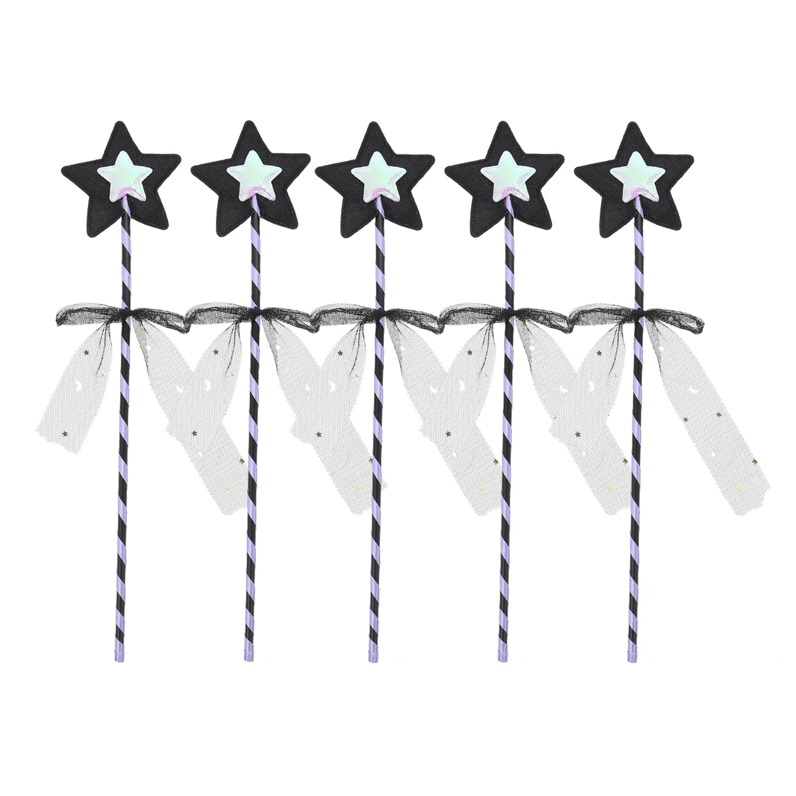 

5pcs Black Star Fairy Wands for Girls Party Favors Toys Dancing Kids Halloween Costume Props Role Play Accessories