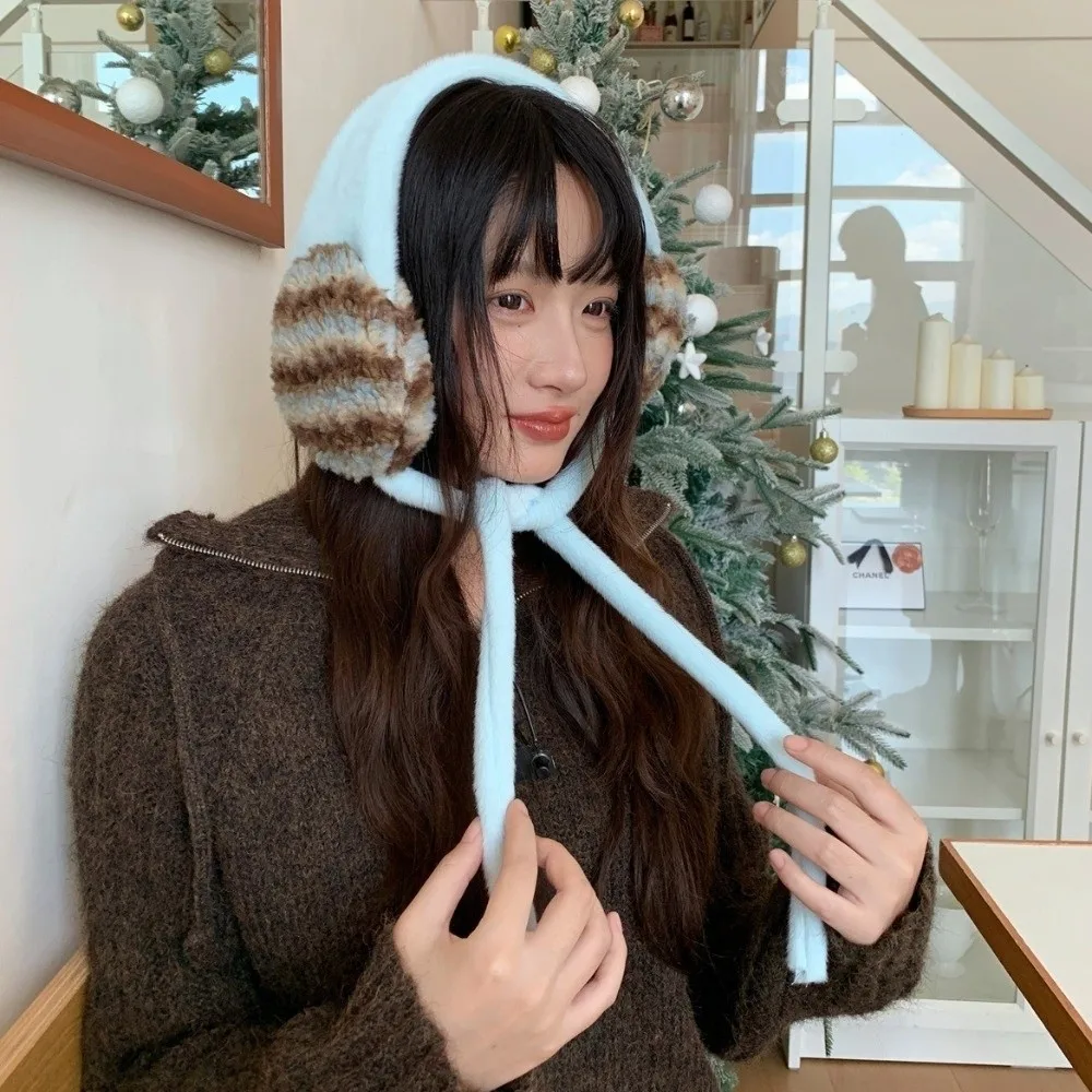 

Милые толстые наушники на шнуровке, морозостойкий ветрозащитный пуловер на шнуровке, шапка, сохраняет тепло, зимний чехол для ушей