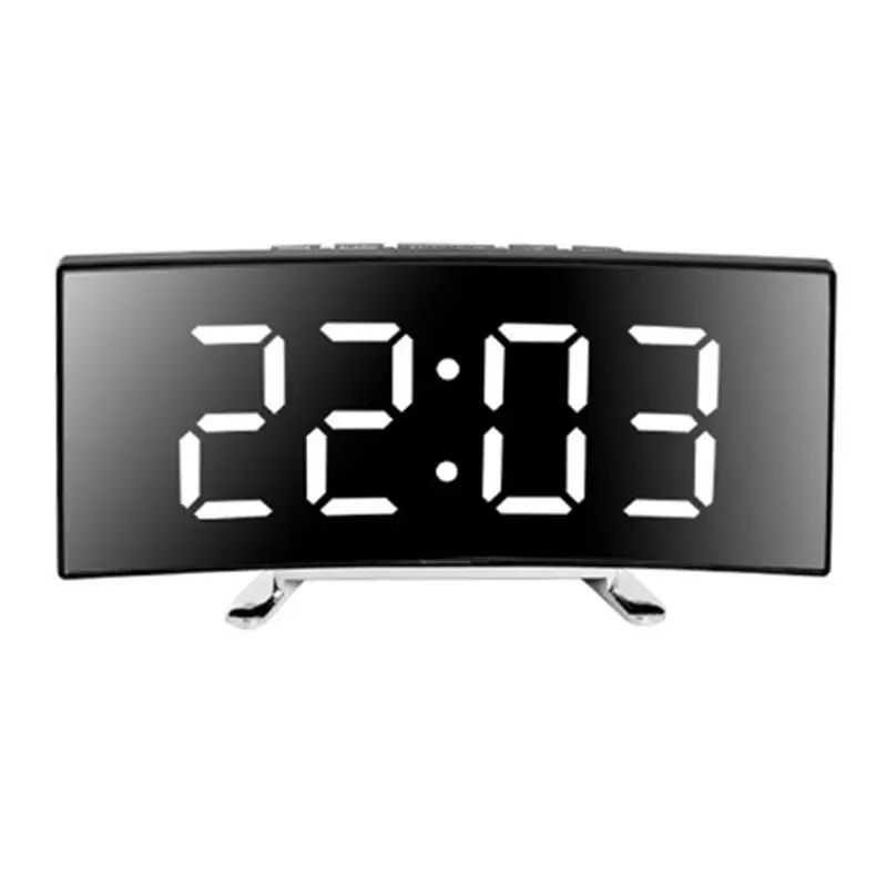 

New--Bedside Clock For Bedrooms, Digital Clock With LED Curved Screen Display, Snooze, For Baby Adults