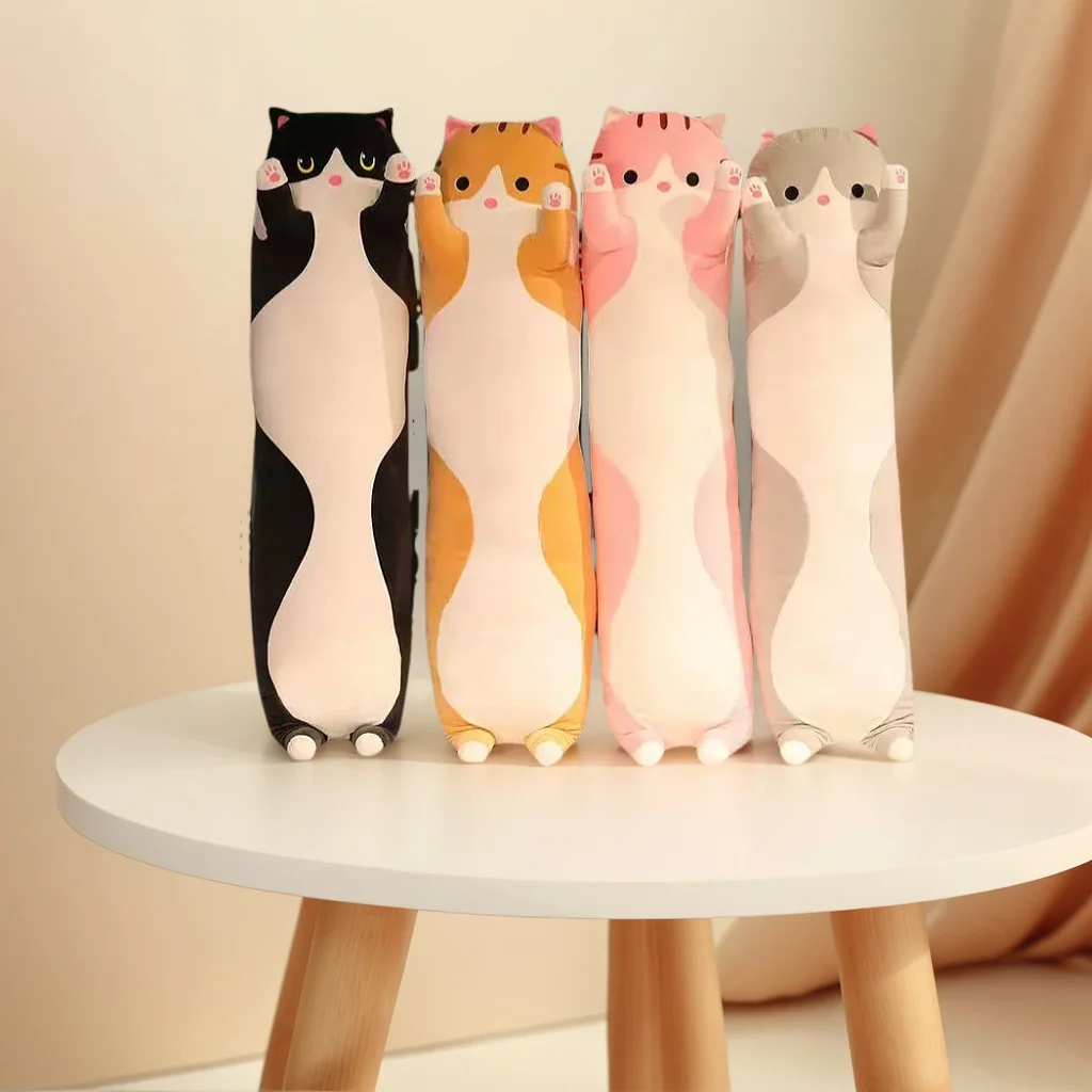 50/70cm Funny Joy Cute Soft Long Cat Plush Toys Pause Office Nap Pillow Bed Sleep Home Decor Doll for Kids Girl Gift