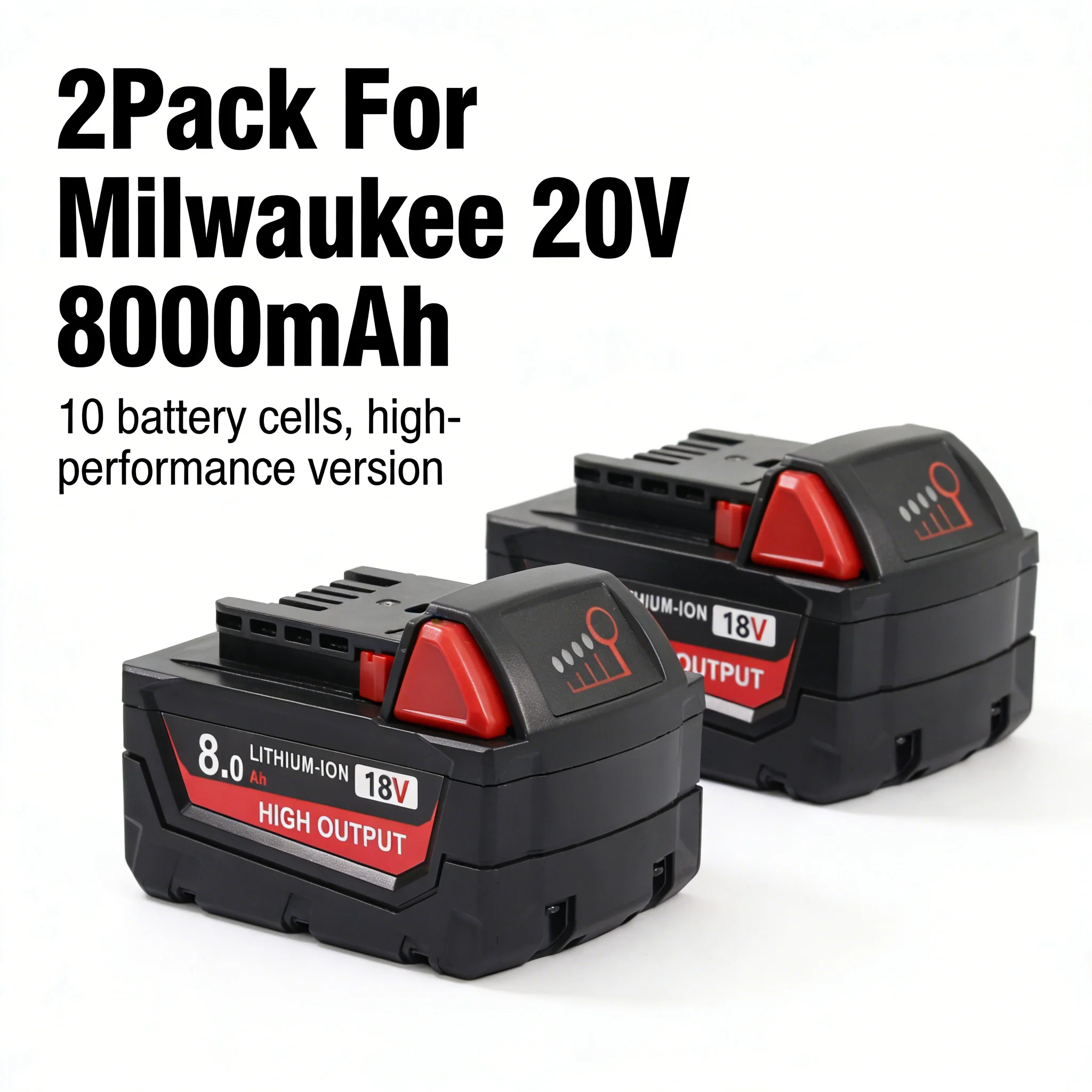 

Комплект из 2-х сменных аккумуляторов 8.0 Ач для Milwaukee 18V 48-11-1890 48-11-1850. Отправка со склада в США.