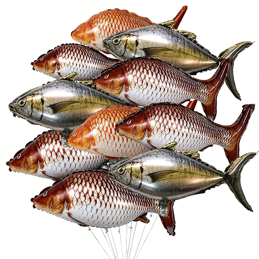 5/10/30/50 Stück Fischförmige Folienballons Realistische Thunfisch-Karpfen-Ballons für Jungen-Geburtstage und Angler-Themenpartys – Detail 2