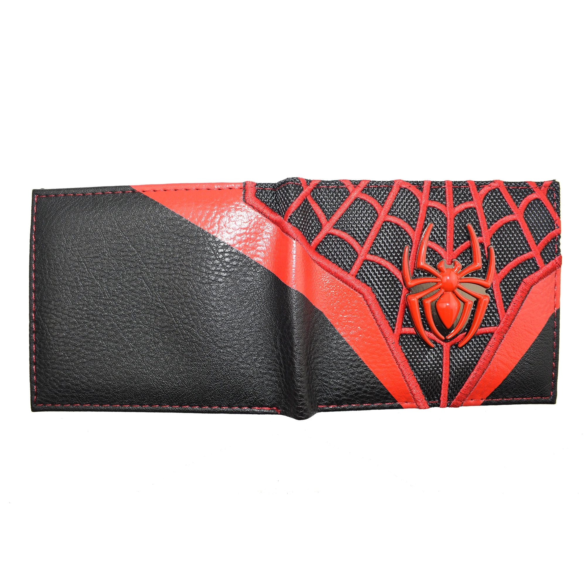 High Quality Metal Design Comics Marvel Wallet Spiderman Purse PU Leather with Zipper Coin Pocket