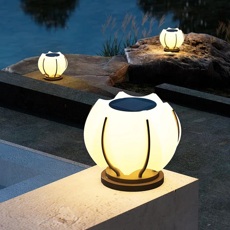 Outdoor stigma lamp Lotus model Power connection Plug-in gate lamp