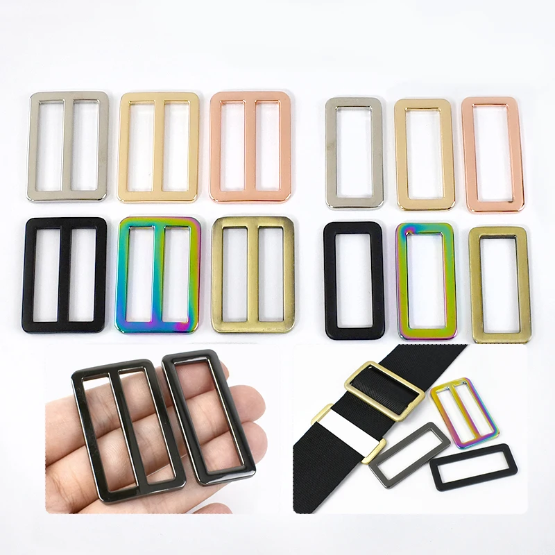 

20Pcs 20-50mm Metal Buckle Tri Glide Slider Clasp Webbing Adjust Buckles Bag Strap Clip Rectangular Ring DIY Hardware Accessory
