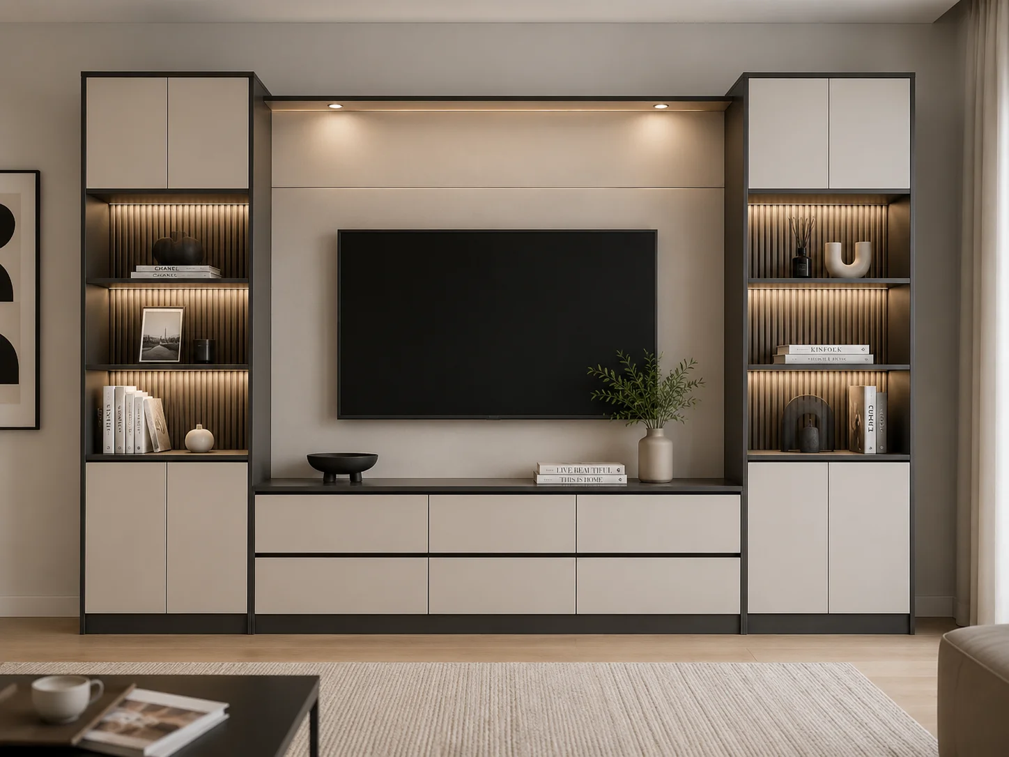 jp-Modern Customizable Luxury Solid Wood Panel TV Stand for Living Room & Bedroom Use HANSIYI