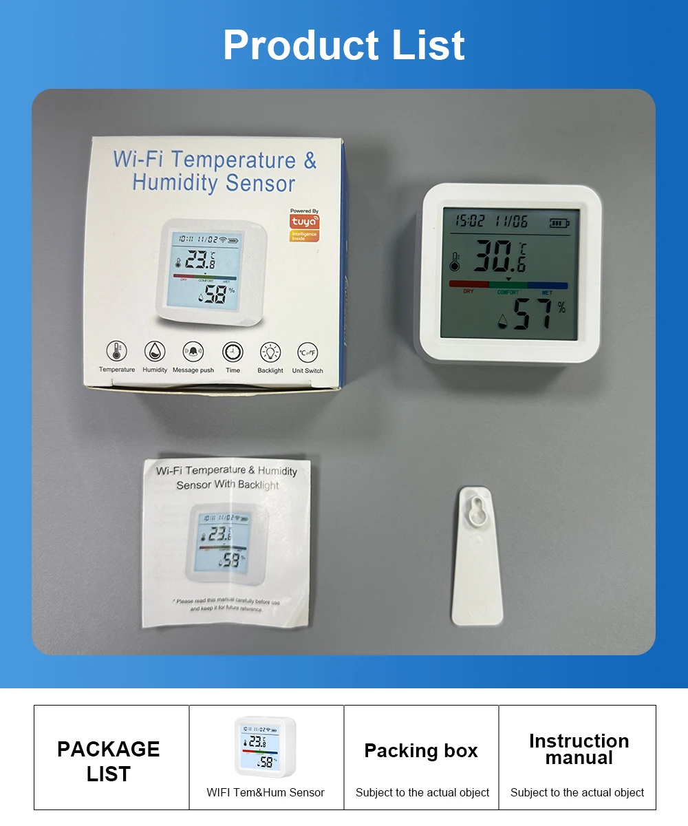 Tuya Smart Temperatur-Feuchtigkeitssensor WiFi/Zigbee mit Hintergrundbeleuchtung Innenhygrometer Thermometer Sprachsteuerung über Alexa Google – Detail 3