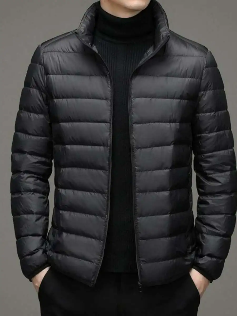 

Модная мужская легкая хлопковая куртка с капюшоном и воротником-стойкой для осени и зимы, повседневное пальто с наполнителем из шелкового хлопка