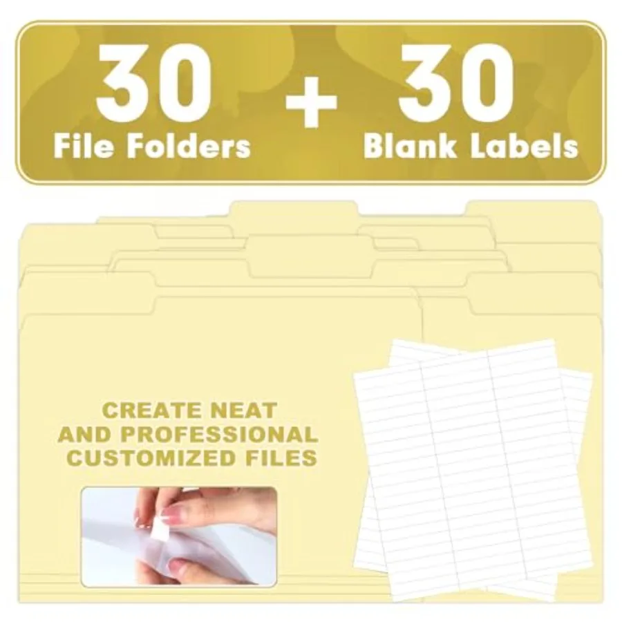 Manila Folders 30 Pack 1 3 Cut Tab File Folders Manila Folders 8.5 x 11 Designed for Office and Classroom Use Letter Size