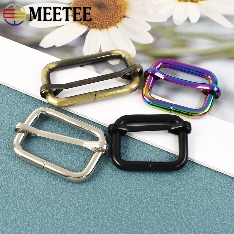 5Pcs Meetee 13-50mm Metal Belt Buckle Backpack Belts Roller Adjuster Clasp Webbing Tri-Glide Slider Hook Bag Hardware Accessory