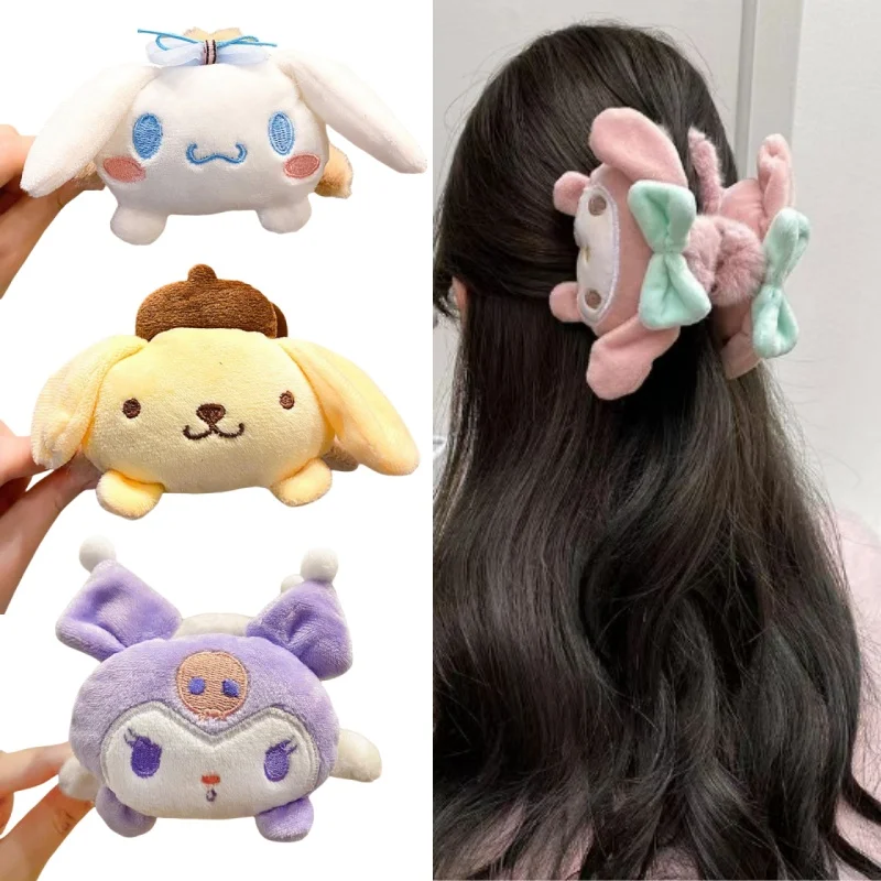 

Kawaii Kuromi Cinnamoroll My Melody Pompompurin Plush Hair Claw Clip Cute Sweet Cartoon Hair Clip Kawaii Anime Hair Accessories