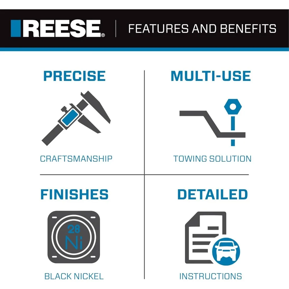 2-Inch Square Receiver Trailer Hitch Ball Mount, 6000 lbs Capacity, Includes Black Nickel Ball