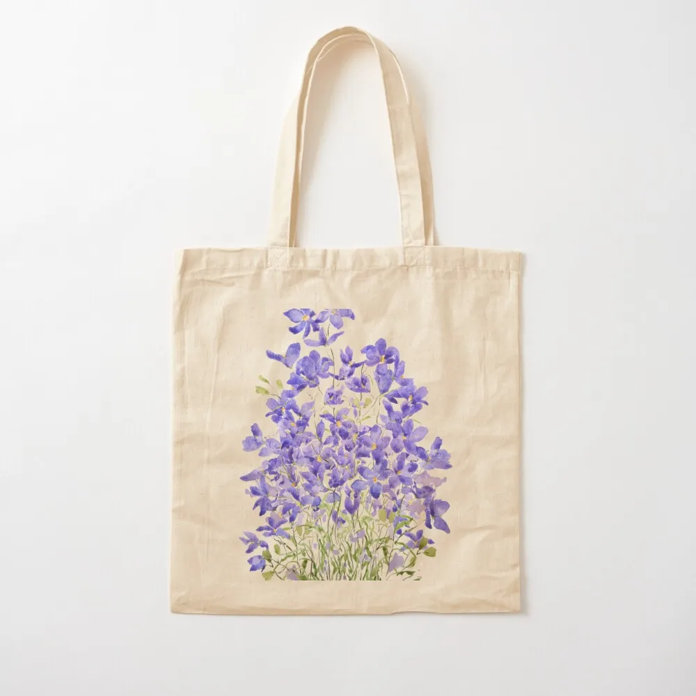 hand painted purple wild flower watercolor painting Tote Bag woman shopping bag sacs de shopping custom tote bag