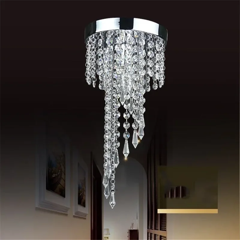 Chrome/Golden Lustre E14 LED Crystal Ceiling Light Lighting Fixture Kitchen Living Room Passage Crystals Lampadari Avizeler