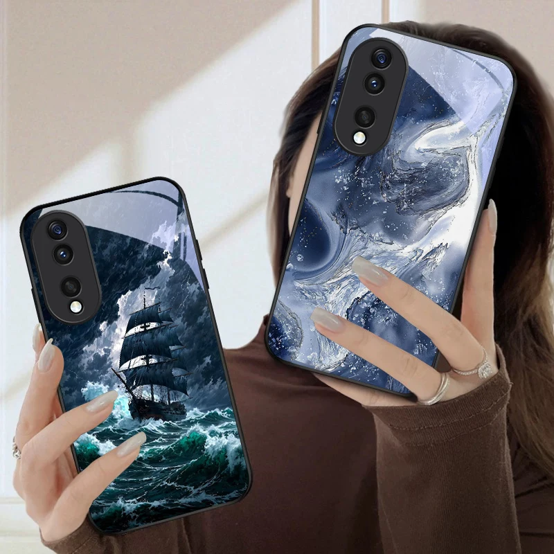 

Sea storm small sailboat For Honor Magic 4 5 6 Pro 7 X6 X9c X9 X6b X8 X9b X5b X8b 30 Pro+ 50 Pro 70 90 200 Lite Glass Phone Case