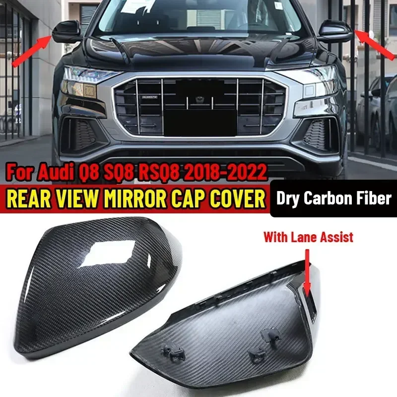 Dry Carbon Fiber Car Side Mirror Cover Replacement RearView Mirror Cover For Audi Q8 SQ8 RSQ8 2018-2022 For Lamborghini Urus