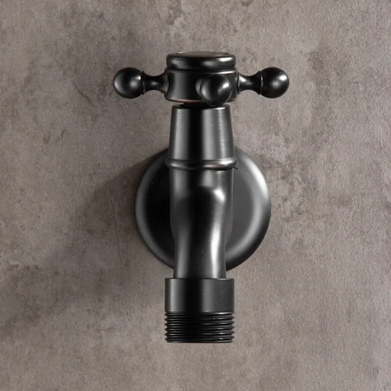 Bathroom Corner Washing Machine Faucet Black Bronze Single Cold Tap Outdoor Garden Wall Mounted Bibcock Tap Mop Pool Taps