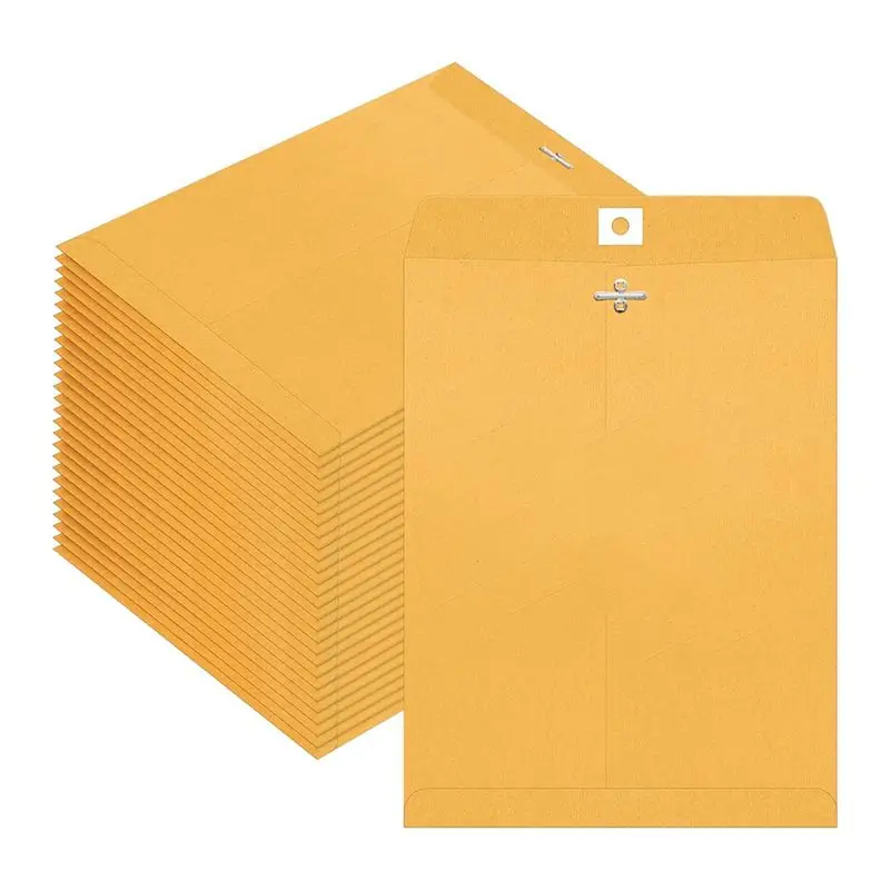 N34R-Kraft Envelopes With Clasp Closure-For Home, Office, Business, Or School-9X12 Size 100 Count