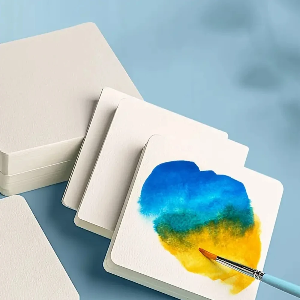 Professionelles quadratisches/rundes Aquarellpapier, 300 g, Aquarellpapier, Postkarte zum Malen, Schulkinder, Skizzieren, Zeichnen, 10–400 Blatt – Detail 6