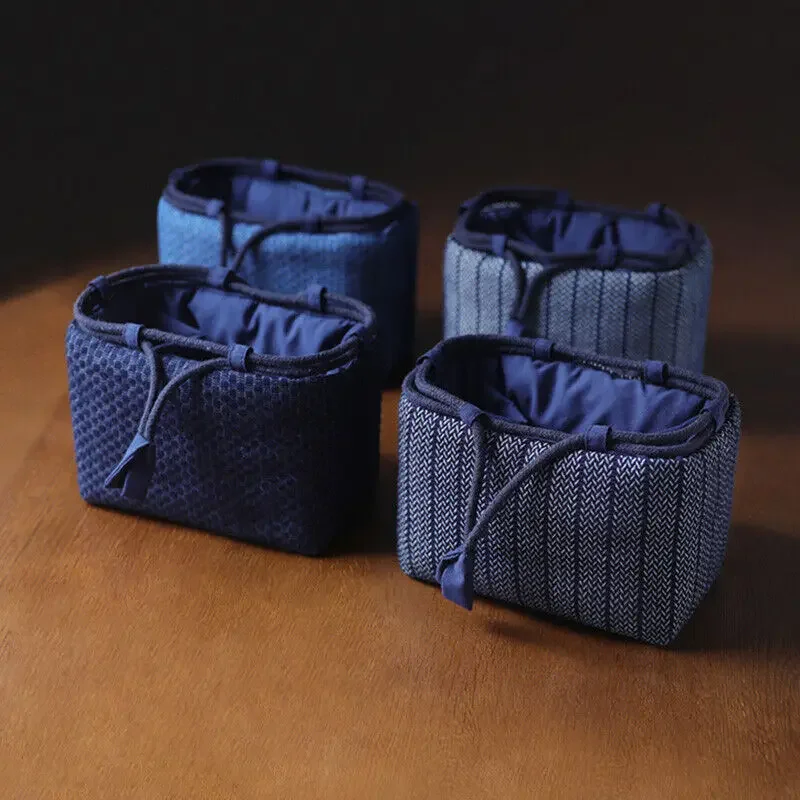 Teacup Bag Portable Travel Tea Set Storage Bag Tea Pots Four Or Six Cups Large Cloth Bag Outdoor Organizer Denim Organizer