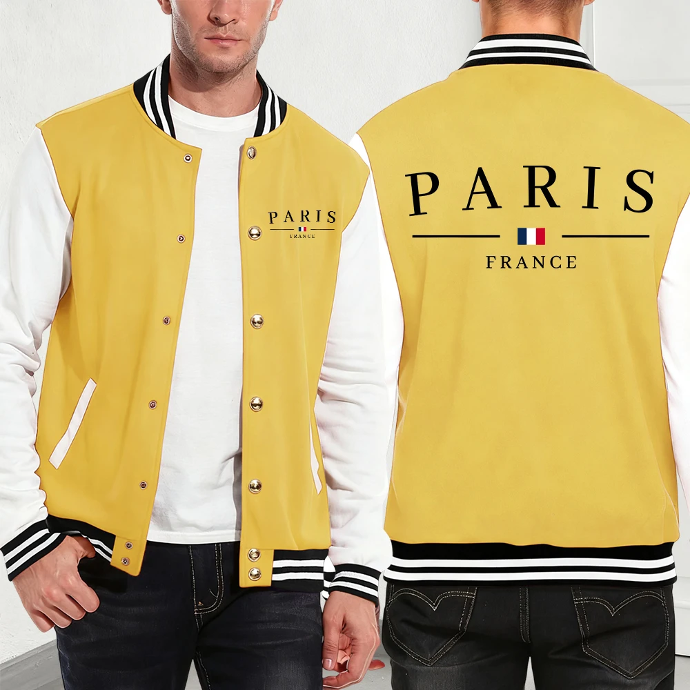 

Paris France Flag Printing Men'S Jackets Cotton Basics Pocket Baseball Jersey Winter Fleece Warm Coats Street Men Streetwear