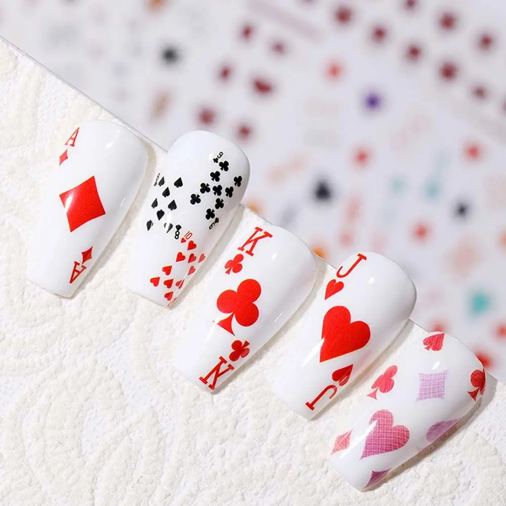 Decalcomanie interessanti impermeabili Moda Decorazione per unghie fai da te Manicure Poker Adesivo per nail art Design di carte da gioco