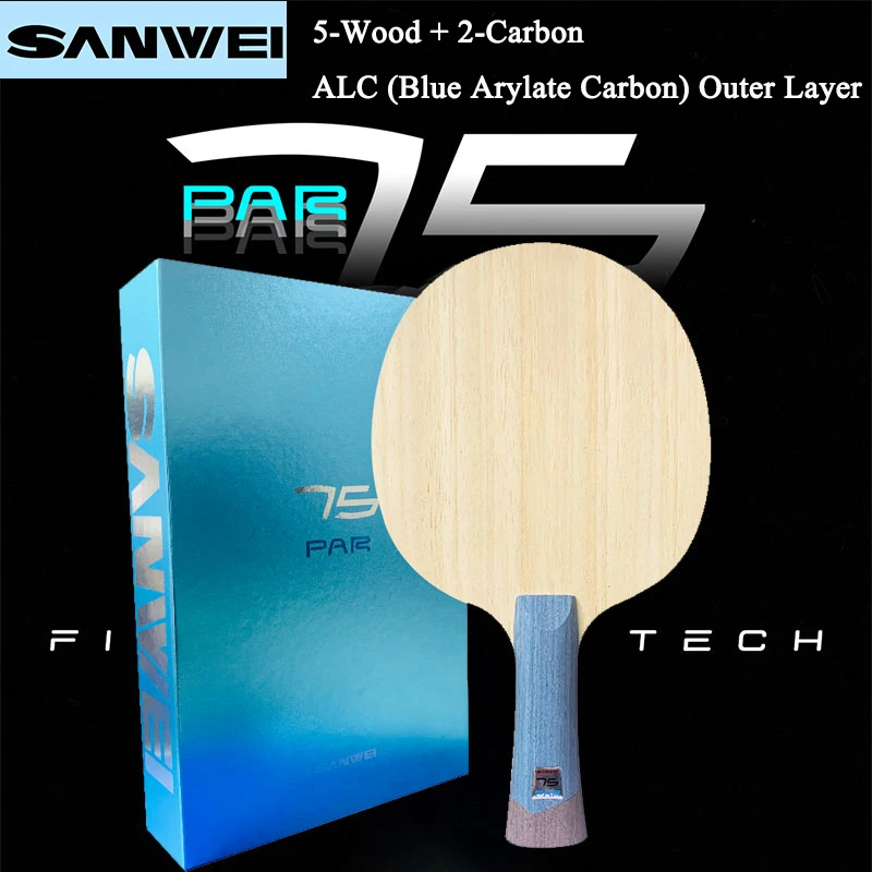 

SANWEI 75 PAR Table Tennis Blade ALC Blue Arylate Carbon External 5 Wood 2 Carbon Professional Ping Pong Blade Loop/fast Attack