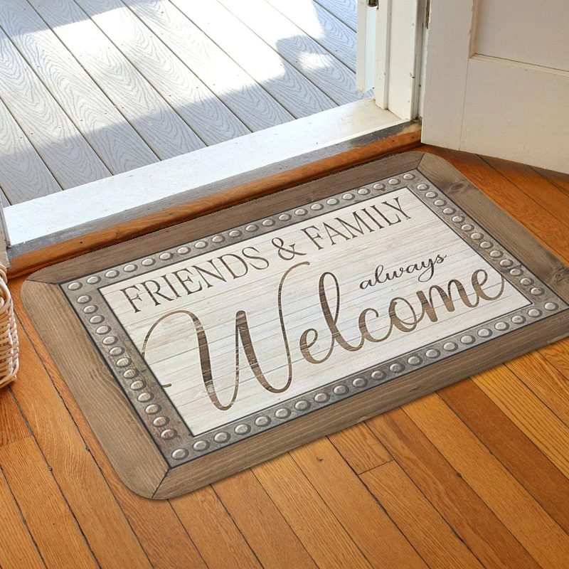 Welcome Foot Mat Non-slip Living Room Floor Carpet Slip-resistant Custom Doormat Entrance Door Kitchen Hallway Bedroom Rug