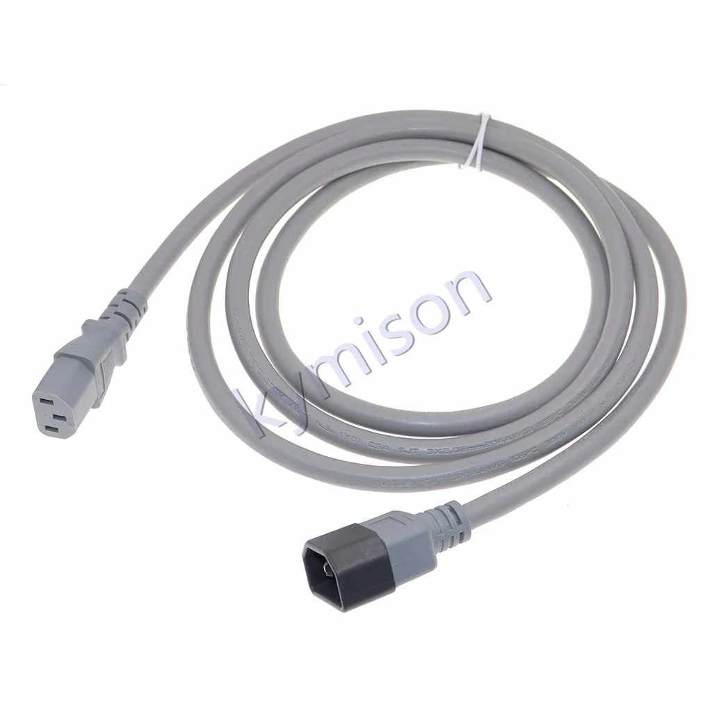 IEC320 C14 To C13 PDU UPS Extension Cable 15A 250V Male To Female 14AWG 3G2.08mm Grey 1.8m