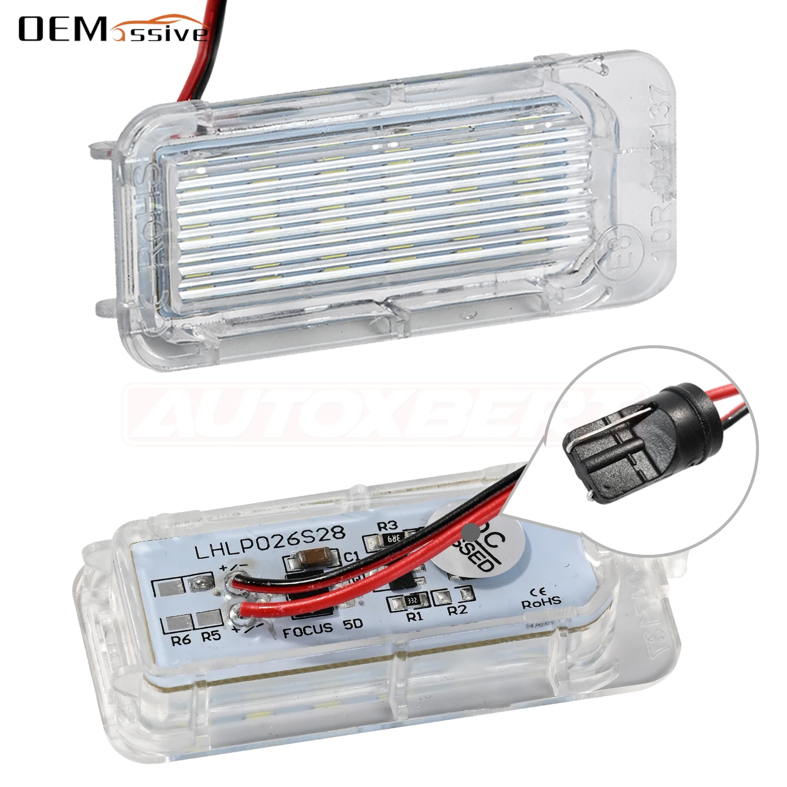 2Pcs 6000K White Le…