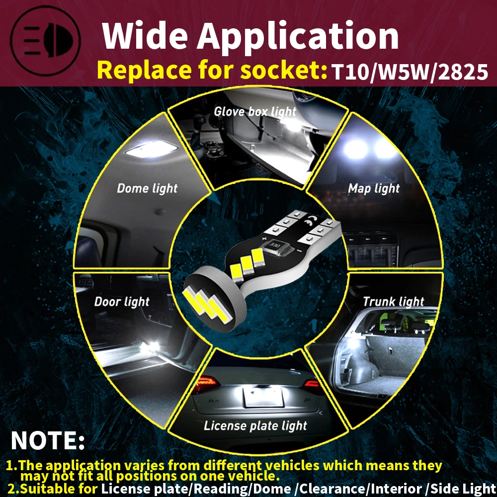 5W5 LED License Plate Light Bulb W5W T10 Lamp Canbus For Mitsubishi Galant Lancer Endeavor RVR i-MiEV Outlander Eclipse Endeavor