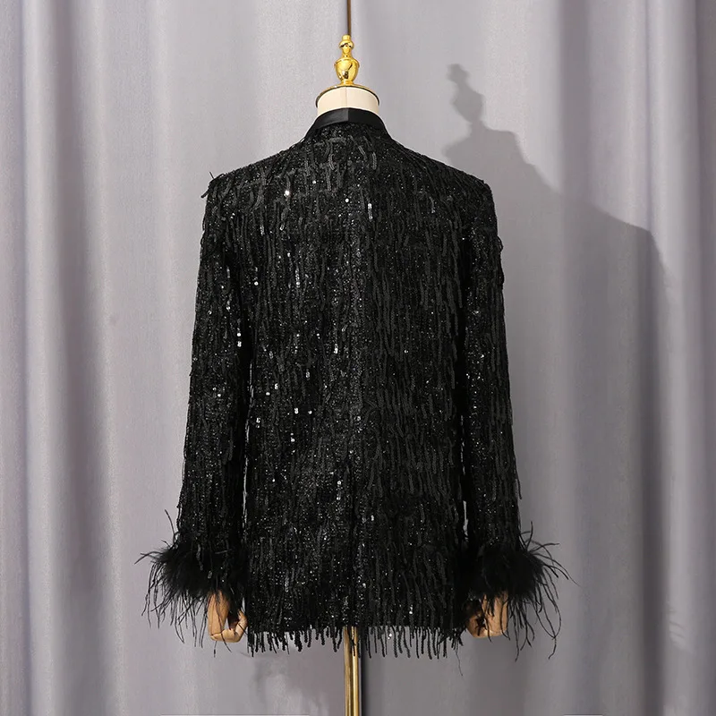 Elegante chaqueta personalizada de calle con retales y borlas para mujer, nuevo abrigo de moda de otoño