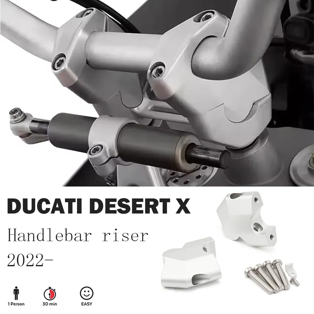 

For Ducati Desert X DesertX DESERT X 2022 2023 Motorcycle CNC Aluminum Handlebar Riser Adjustable Heightening Clamp Riser Kit