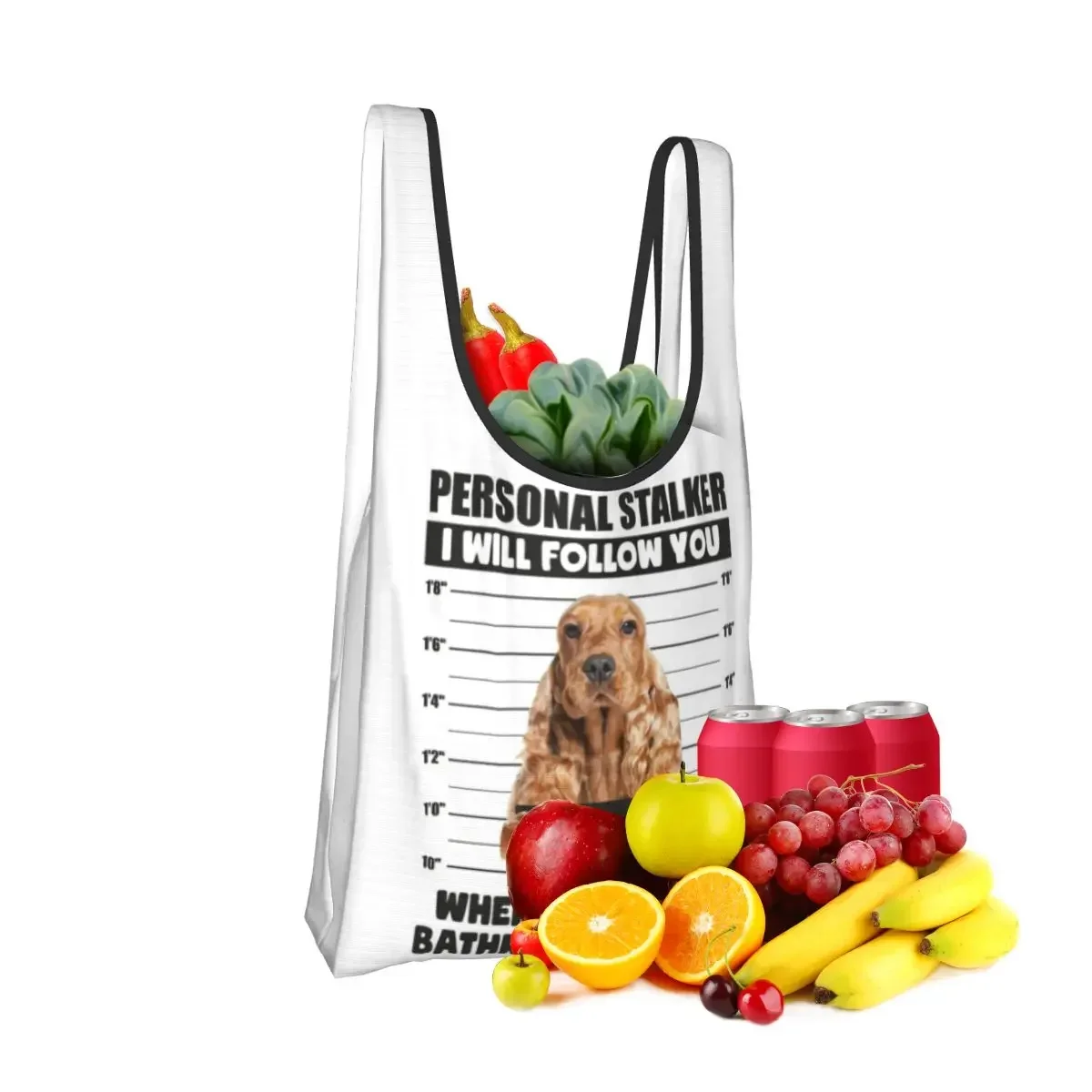 Funny English Cocker Spaniel Puppy Sayings Shopping Bag Portable Tote Bags Foldable Shoulder Shopper Bag Grocery Handbag