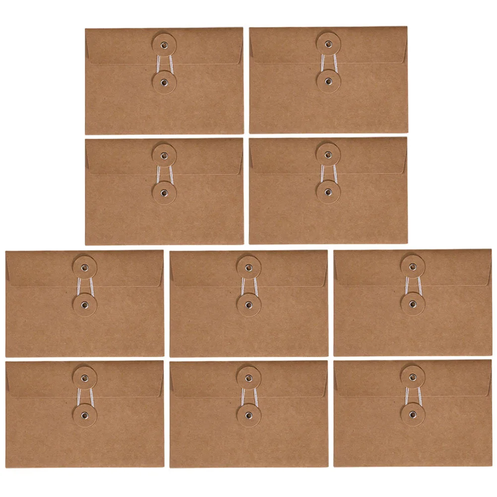 

10Pcs Office Binding Storage Envelopes Simple Kraft Paper Card Holders for Invitations Letters Wedding Festival