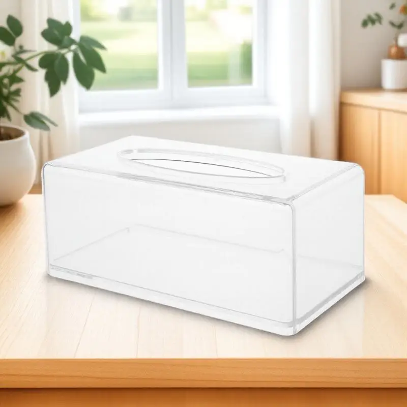 

Simple Elegant Tissue Box Clear Rectangular Acrylic Container for Facial Napkins Suitable for Most Tissues Home Office