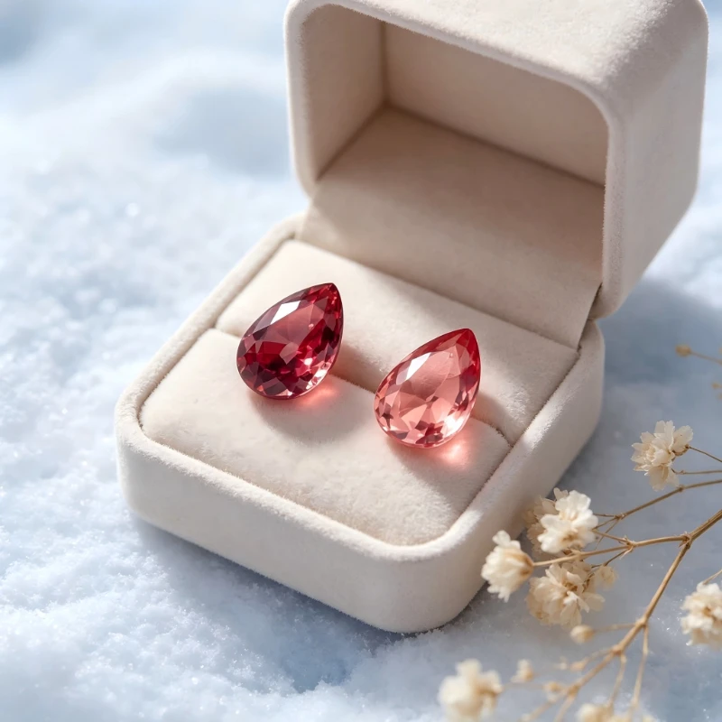 Künstlicher Edelstein Padparadscha Rot Lotusfarbe Birnenform Handgeschliffen Zertifizierbar – Detail 5