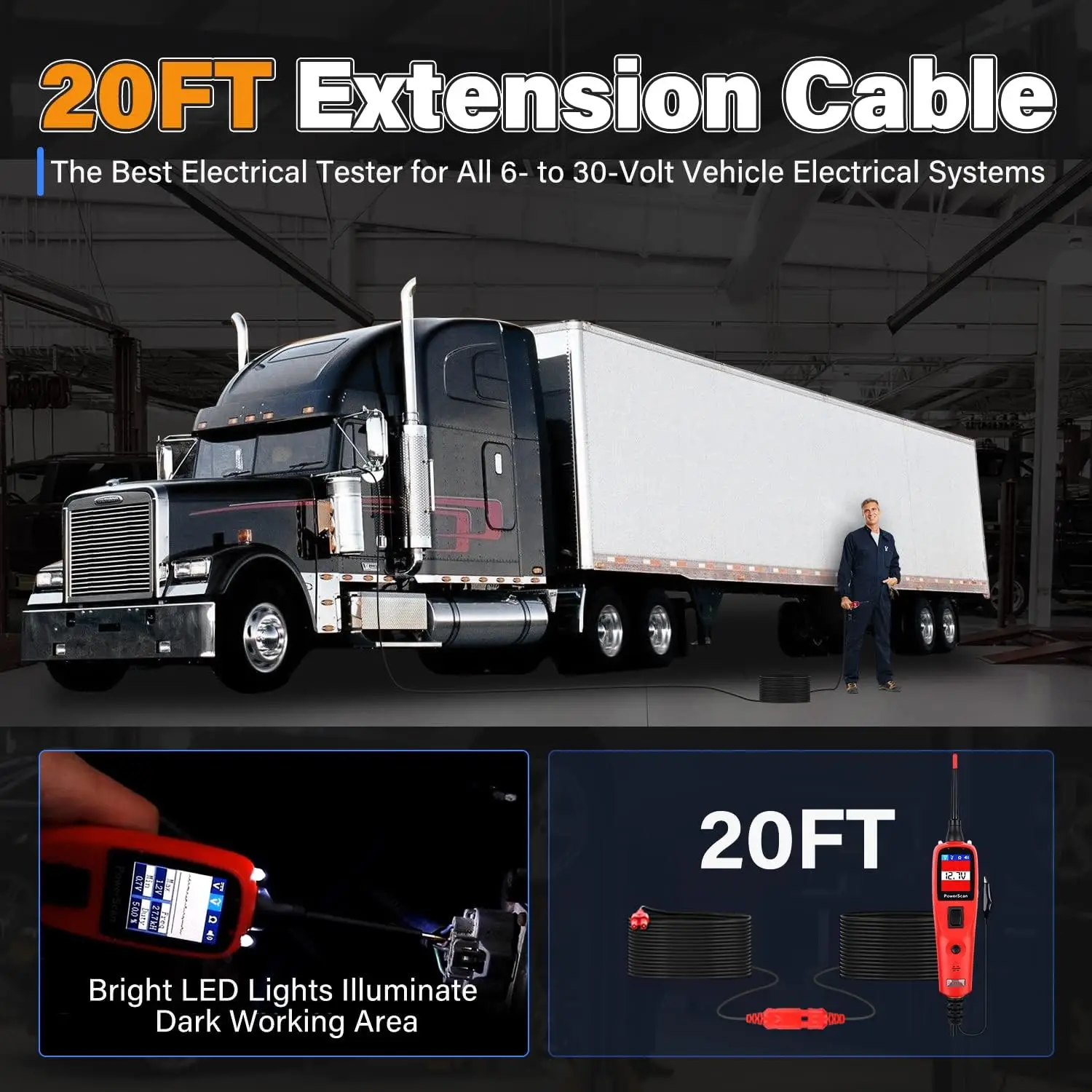 Autel PowerScan PS100 Tester obwodów samochodowych 12-24V Narzędzie sondy obwodu zasilania Narzędzie do testowania krótkiego obwodu otwartego